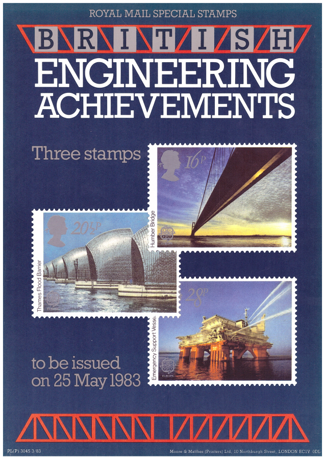(image for) 1983 Engineering Achievements Post Office A4 poster. PL(P) 3045 3/83.